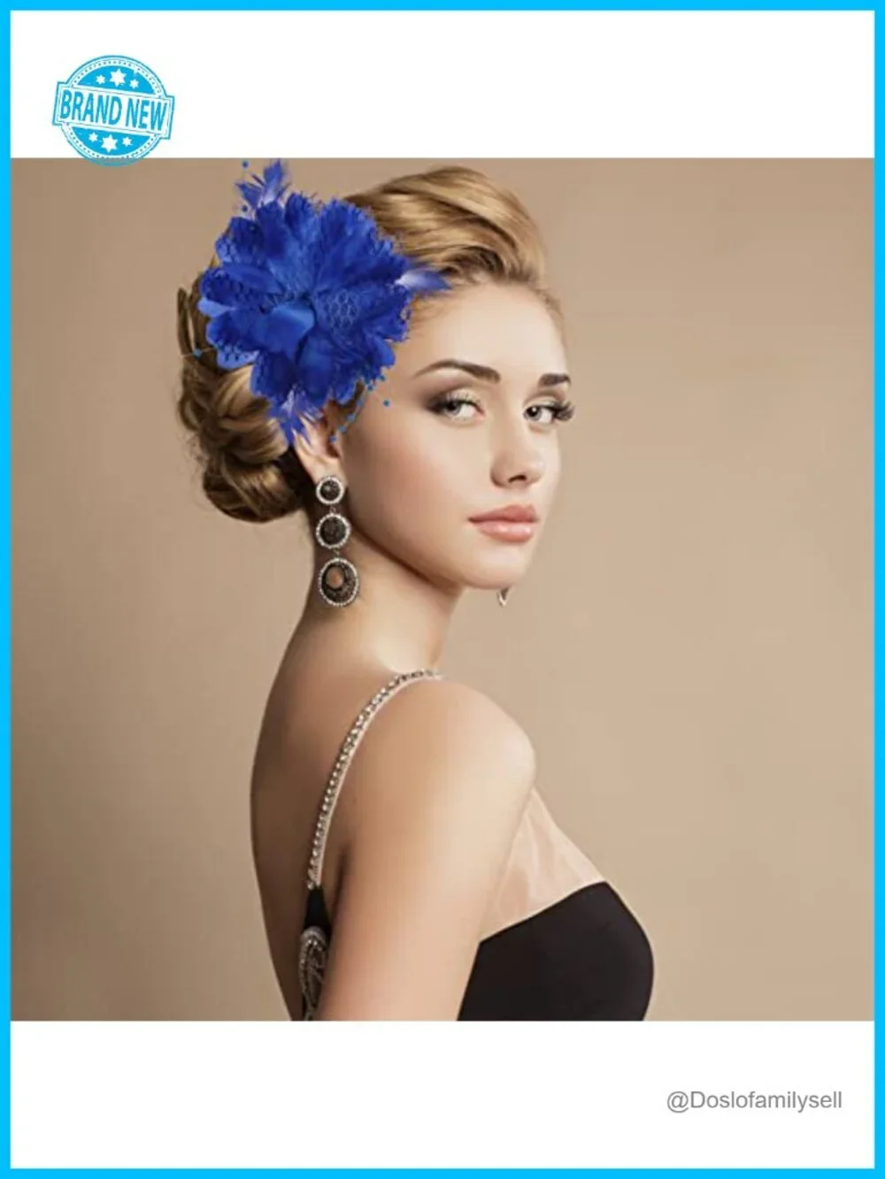 Silk Feather Fascinator Hair Clip with Floral Brooch Pin for Wedding Party